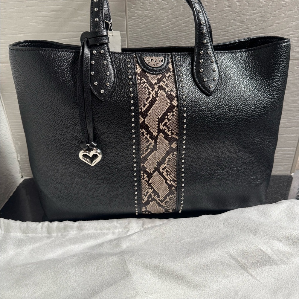 Brighton Rollins Black Leather Studded Tote – New With Tags – $425 Retail